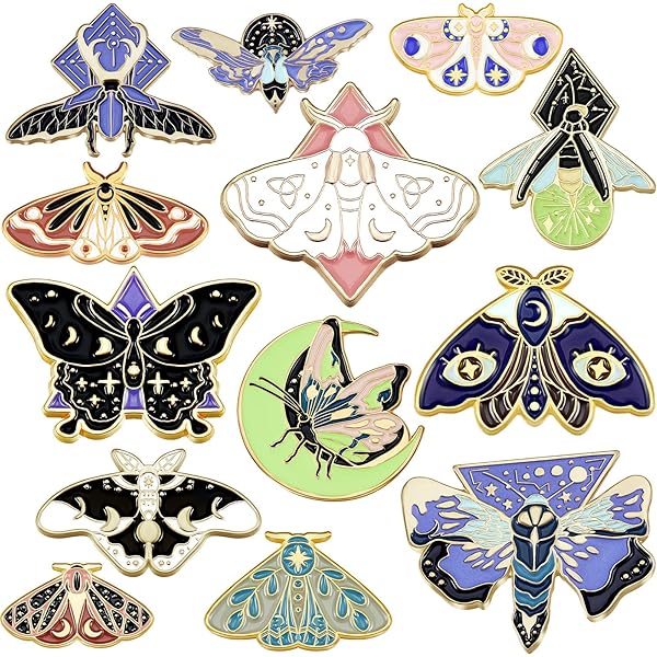 Amazon.com: Juinte 8 Pieces Crow Enamel Pins Set Rose Moon